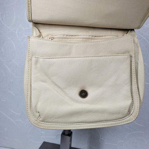 Vintage Fossil Crossbody Bag #75082 Medium Cream Soft Leather Adjustable Strap - Picture 7 of 16